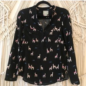 Maeve by Anthropologie Llama Blouse